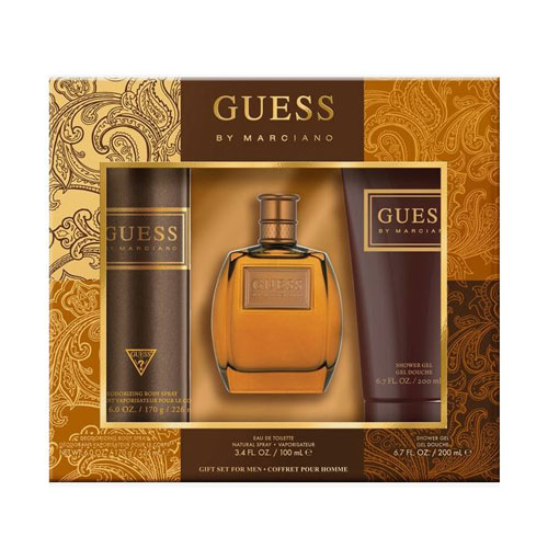 SET GUESS MARCIANO MEN ( 3 PC )3.4 OZ EDT SP /6.7 OZ SG / 6.0 OZ BS